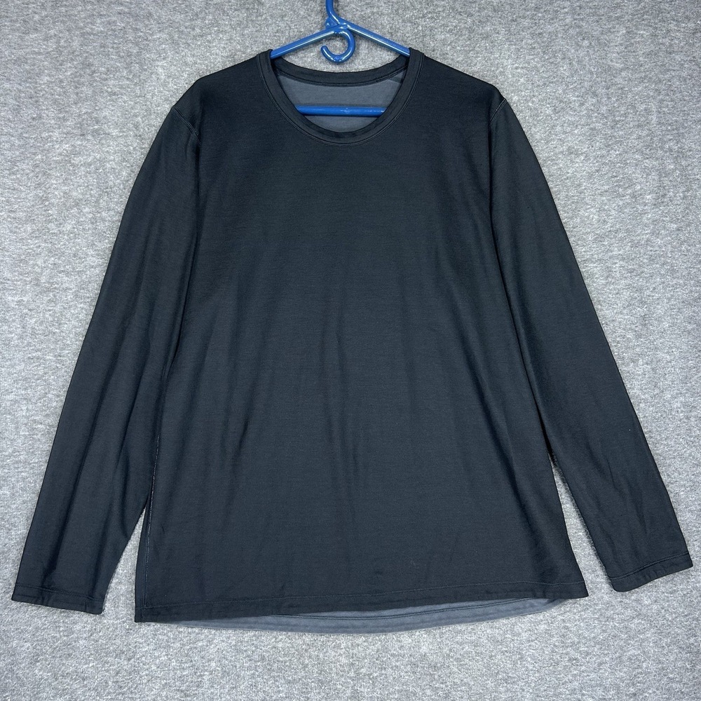 Lululemon Shirt Mens‎ 2XL Black Gray Reversible Athletic Long Sleeve Stretch